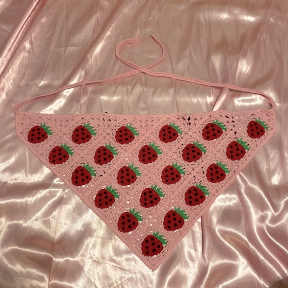 Y2K Strapless Bandanna-Like Knitted Backless Top - Picture 4 of 4